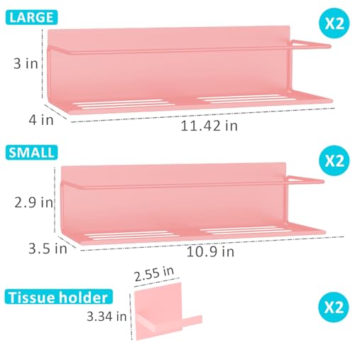 Magnetic Spice Rack For Refrigerator Magnetic Fridge Shelf For Kitchen Spice Organizer Magnetic Shelf For Fridge Space Saving Pink 4 Pack With Magnetic Paper Towel Holder (4 Pack / Pink)