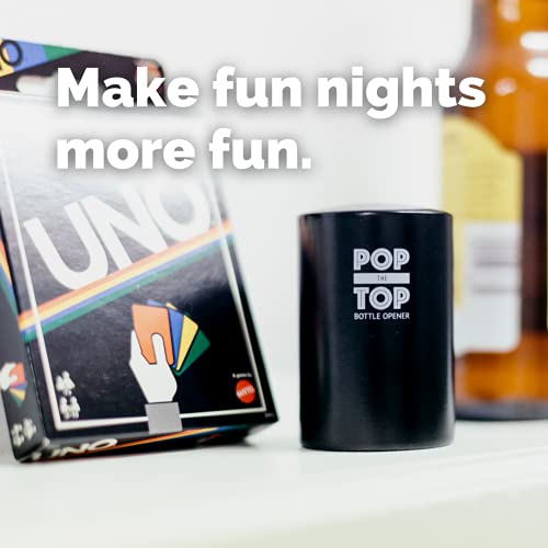 Pop-the-Top Beer Bottle Opener (Black): Automatic Bottle Cap Opener, Push Down Pop Off Bar Tool, Soda and Beer Cap Remover, Cool & Fun Gadget (Matte Black)