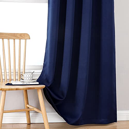 100% Blackout Curtains for Bedroom 84 Inches Long 2 Panels Set (52"W x 84"L (Pack of 2) / Navy Blue)