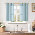 40 Inch Length Sheer Linen Curtains for Small Windows 2 Panels (34"W x 40"L (Pack of 2) / Stone Blue)