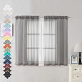 Voile Sheer Curtains with Decorative Rod Pocket (Charcoal Grey / 42"W x 45"L (Pack of 2))