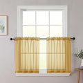Kitchen Curtains 24 Inch Length Tier 2 Pieces (Gold / 42"W x 24"L (Pack of 2))