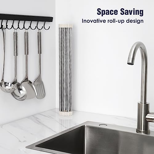 Roll Up Dish Drying Rack Over Sink (White / 17.7 x 12.5 in)