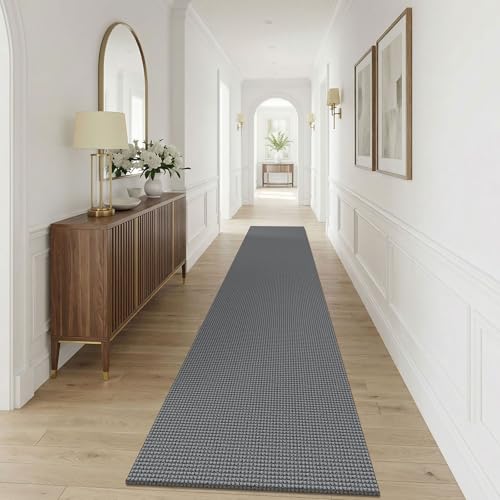 Cotton 2.5'x12' Runners Rugs for Hallway (Grey/Dark Grey / 2'8" x 12' (Runner))