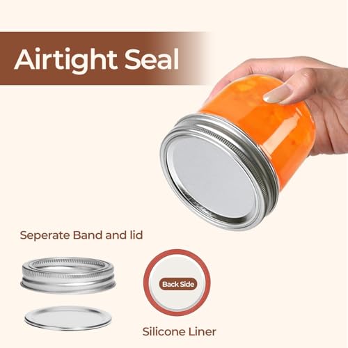 8 oz Wide Mouth Mason Jars Bulk Set (8 fl oz x 12 - Wide Mouth)