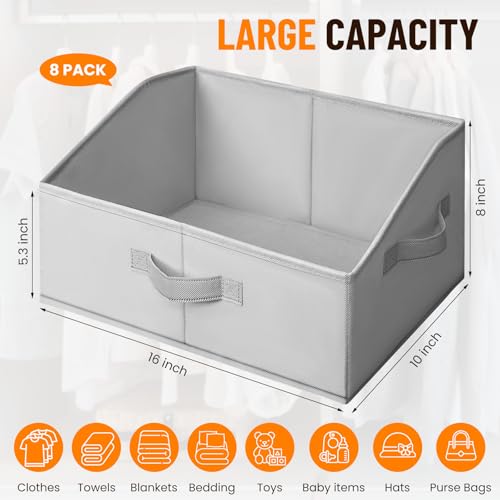Closet Organizers Bins 8 Pack (8 pack-Large / Grey)