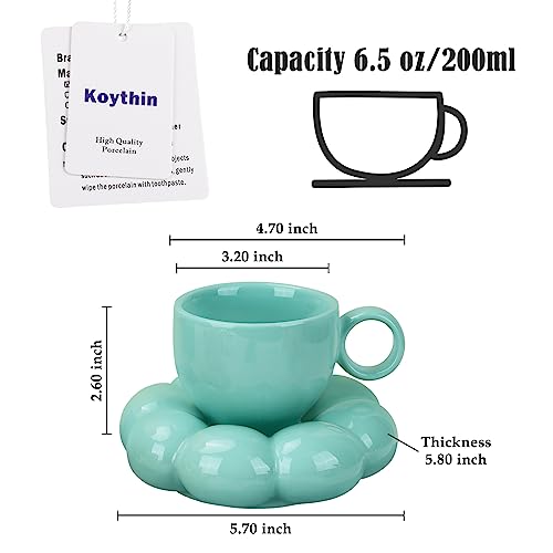 6.5oz Sunflower Saucer Mini Ceramic Mug (Blue-green)