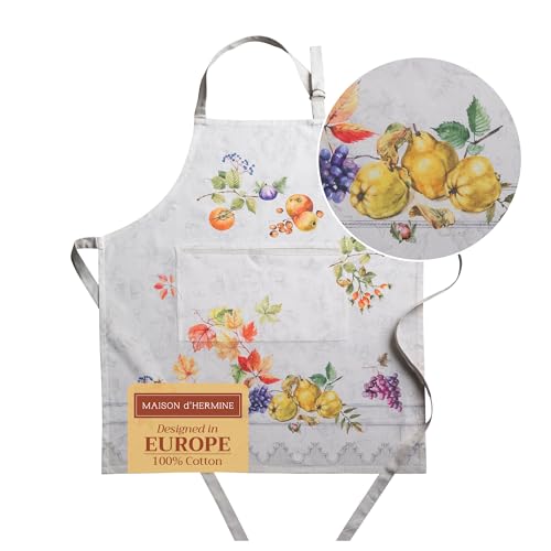 Aprons for women with Pocket 100% Cotton Pack of 1 (169 - Fruit D'hiver)