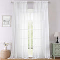 White Sheer Curtains 120 Inches Long 2 Panels (White / 59"W x 120"L (Pack of 2))