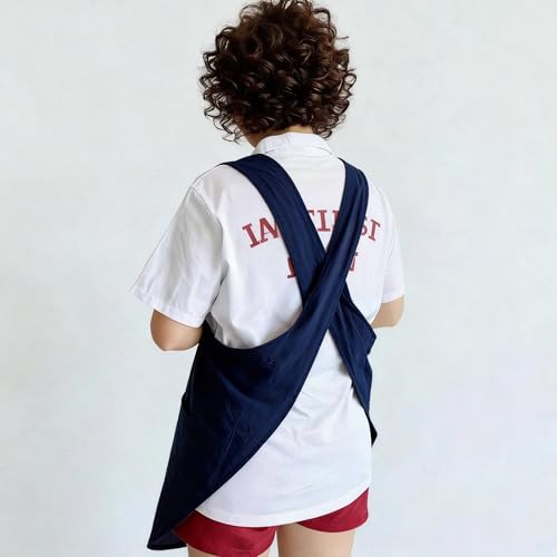 Soft Cotton Linen Cross Back Pull (Dark Blue)