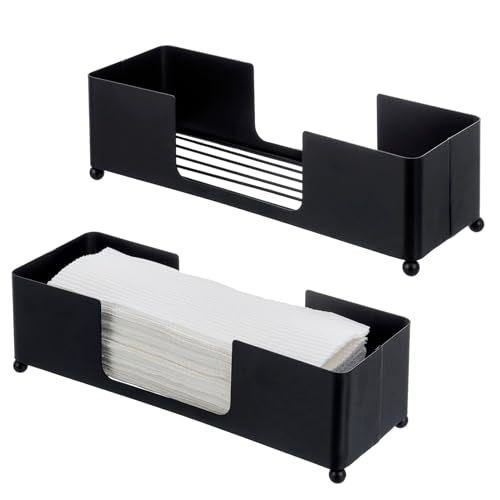 Black Metal Folded Paper Towel Holder Dispenser (Black (Set of 2))