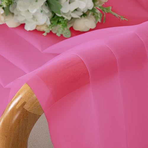 Hot Pink Sheer Curtains for Bedroom Living Room 96 Inches Long 2 Panels Set (Hot Pink / 42"W x 96"L (Pack of 2))
