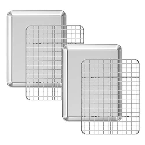 Baking Sheet with Cooling Rack Set [2 Sheets + 2 Racks] (10 inch)