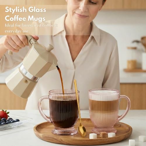 Pink Glass Coffee Mugs Set of 4 (Pink / Set of 4)