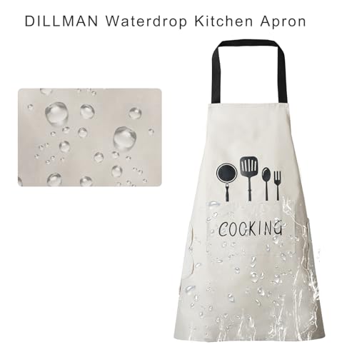 Women Kitchen Apron with Hand Wipe Pockets (White)