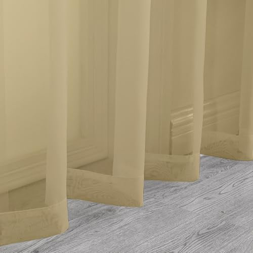 Sheer Gold Kitchen Tier Curtains 24 Inch Length Set (Gold / 42"W x 24"L (Pack of 2))