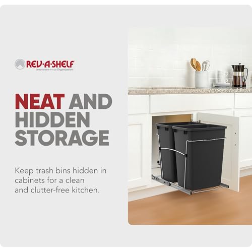 Double Pullout Garbage Trash Cans for Kitchen Cabinets (Black)