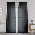 Black Sheer Curtains Dark Color Curtain Panels for Living Room (Black / 42"W x 108"L (Pack of 2))
