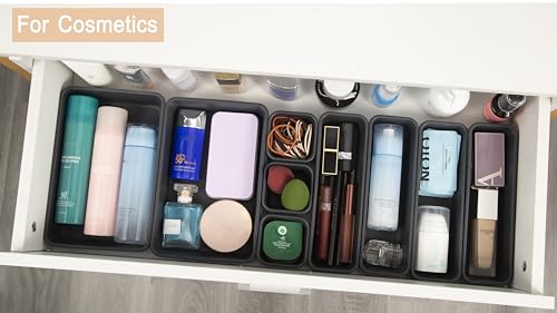 15PCS Plastic Drawer Organizer (Black / 15 pieces)