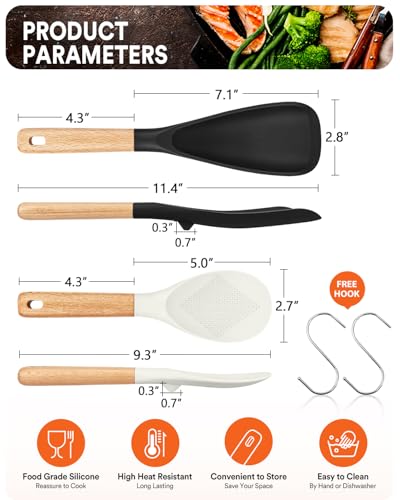 Cooking Spoon and Rice Scooper for Nonstick Cookware (BW)
