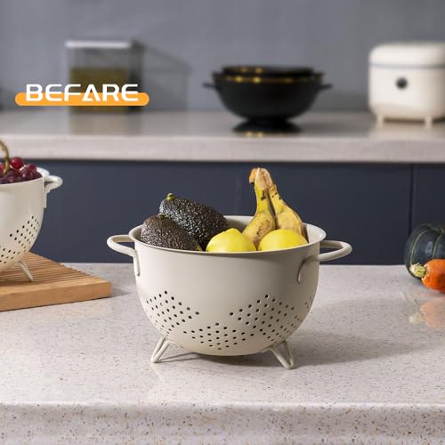 Metal Colander 5 Quart Powder Coated Self (Sand Yellow)
