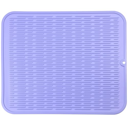 Silicone Dish Drying Mat for Multiple Usage (Light Purple / 18"L x 16"W)