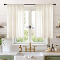 Beige Linen Semi Sheer Curtains 42X40 Inch Length 2 Panels (Light Beige / 42"W x 40"L (Pack of 2))
