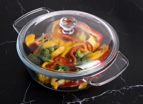 Clear Round Glass Casserole with Lid (1.7-Quart Round)