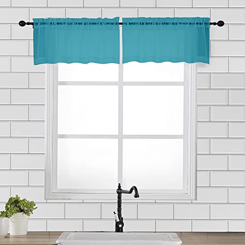2 Panels Turquoise Semi Sheer Valance (Turquoise / 42"W x 14"L (Pack of 2))
