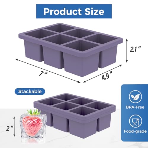 Large Silicone Ice Cube Trays with Lids (Purple+Purple)