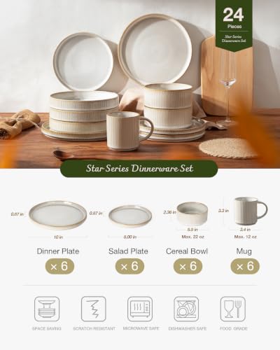 Star Dinnerware Sets with Mugs (Cappuccino White)