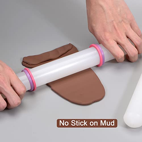 Fondant Rolling Pin 20 Inch x 1.38 Inch Adjustable Guide Rings Non (20 Inch x 1.38 Inch)