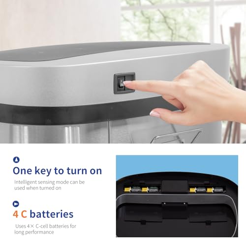 13 Gallon Stainless Steel Trash Can with Lid (Stainless Steel / Stainless Steel)
