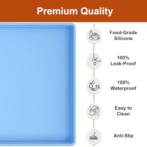 22" x 19" Extra Thick Silicone Mat Waterproof with Raised Edge (Blue / 22"L x 19"W)