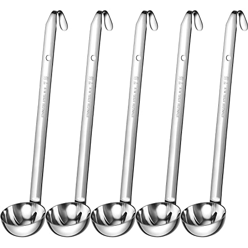 5 Pcs Soup Ladles Stainless Steel Serving Ladles with Long Handle for Serving (3 oz)