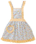 Womens Cooking Baking Apron (Lgt Blue Peach Flower)