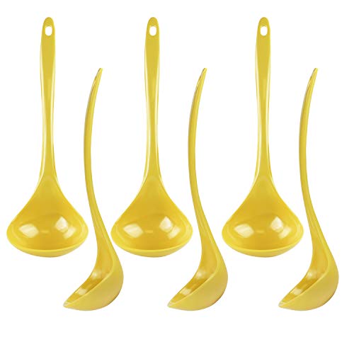 Melamine Soup Ladle Kitchen Utensil (10.5 inch Long, 6pc Set / Lemon)