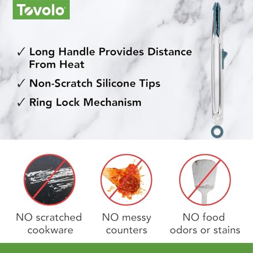 Tongs With Silicone Tips Easy Grip 13" Long Kitchen Tongs Stainless Steel Handle For Cooking (Blue Slate)