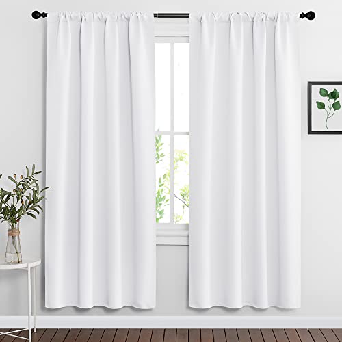 Extra Wide Curtains for Bedroom Living Dining Room 72 inches Long (Pure White / 62"W x 72"L (Pack of 2))