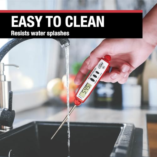 ProAccurate® Instant Read Digital Pocket Thermometer with 2.75" Stainless Steel Tip for Accurate Temperature Measurement (Red)