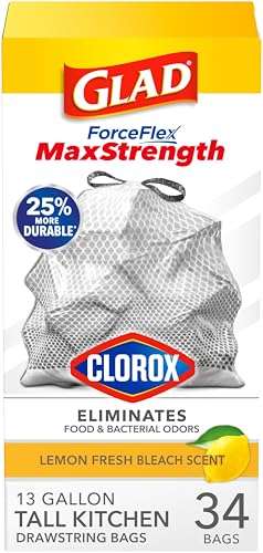 ForceFlex MaxStrength with Clorox Tall Kitchen Trash Bags (34 Count (Pack of 1))