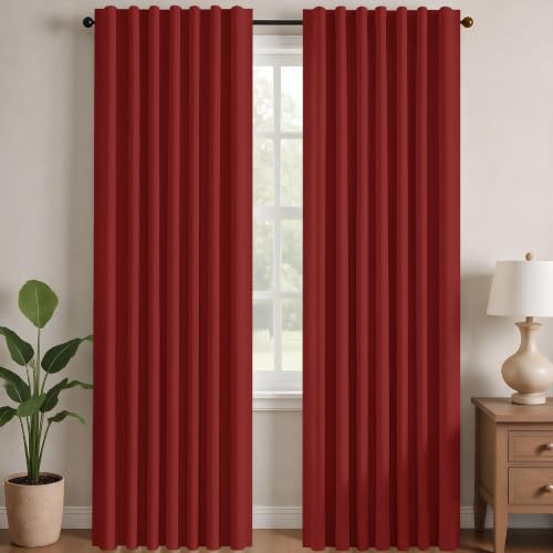 Blackout Curtains for Bedroom (Red / 42"W x 63"L (Pack of 2))