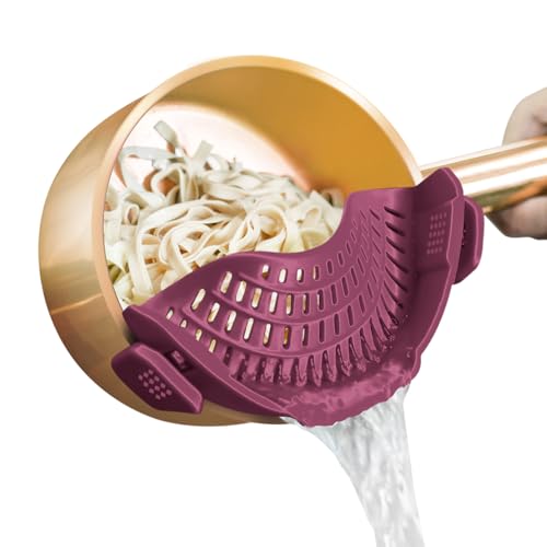Clip On Strainer Silicone for Pots (Cherry / Standard 8.86 x 3.55 in)