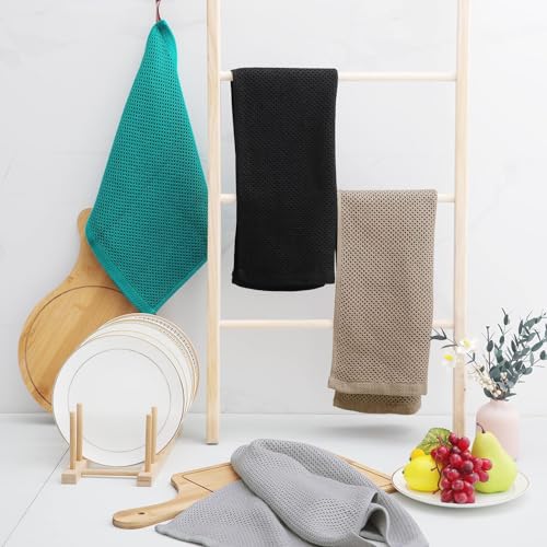 100% Cotton Waffle Weave Kitchen Dish Towels 12 (Tan / 13 X 28 - 12 Pack)