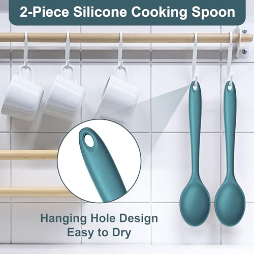 Silicone Cooking Spoon Set of 2 (Blue)