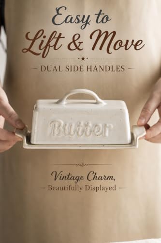 Butter Dish Butter Dish with Lid for Countertop & Refrigerator (Cream White)