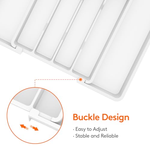 Expandable Silverware Drawer Organizer (White / Medium Wide(8.5-14''W x 12''D))
