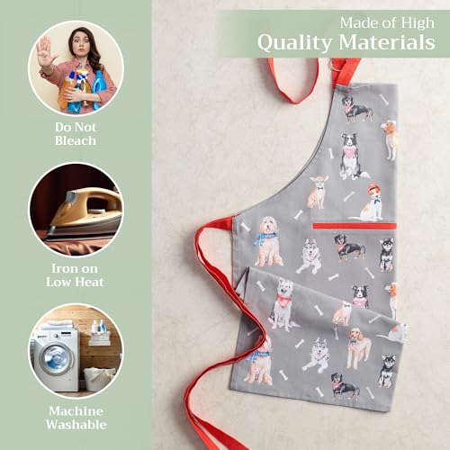 Aprons for women with Pocket 100% Cotton Pack of 1 (064 - Lovely Dogs)