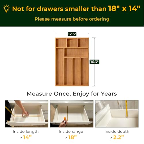 Carbonized Bamboo Kitchen Drawer Organizer (8 Slots)