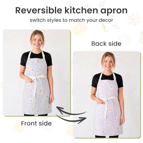 Kitchen Aprons for Women with 2 Pockets (Blue/Purple)